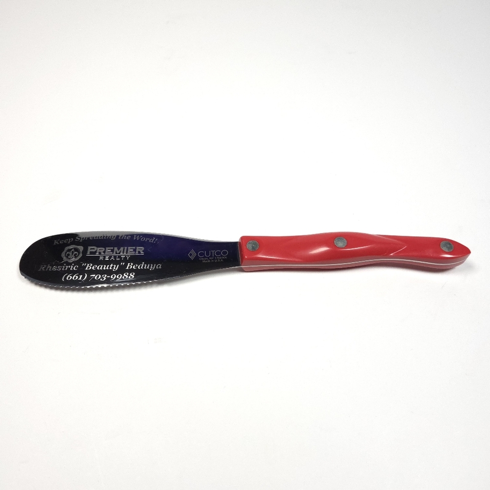 Cutco Spreader 1768 Red Handle Knife Spatula Serrated Cutter New Engraved GUC